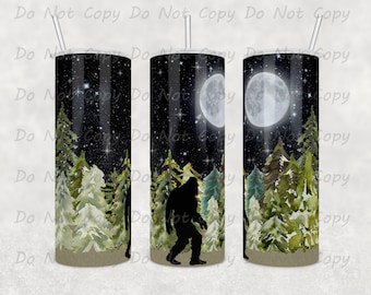 Kundenspezifischer Bigfoot Becher - bezauberndes Vollmond Design, 20 Unzen oder 30 Unzen Becher, einzigartiges Sasquatch Geschenk