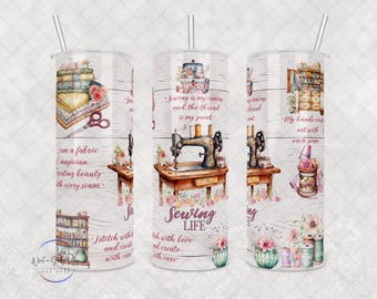 Sewing Life Tumbler: Stainless Steel, Crafting Gift (20oz or 30oz)