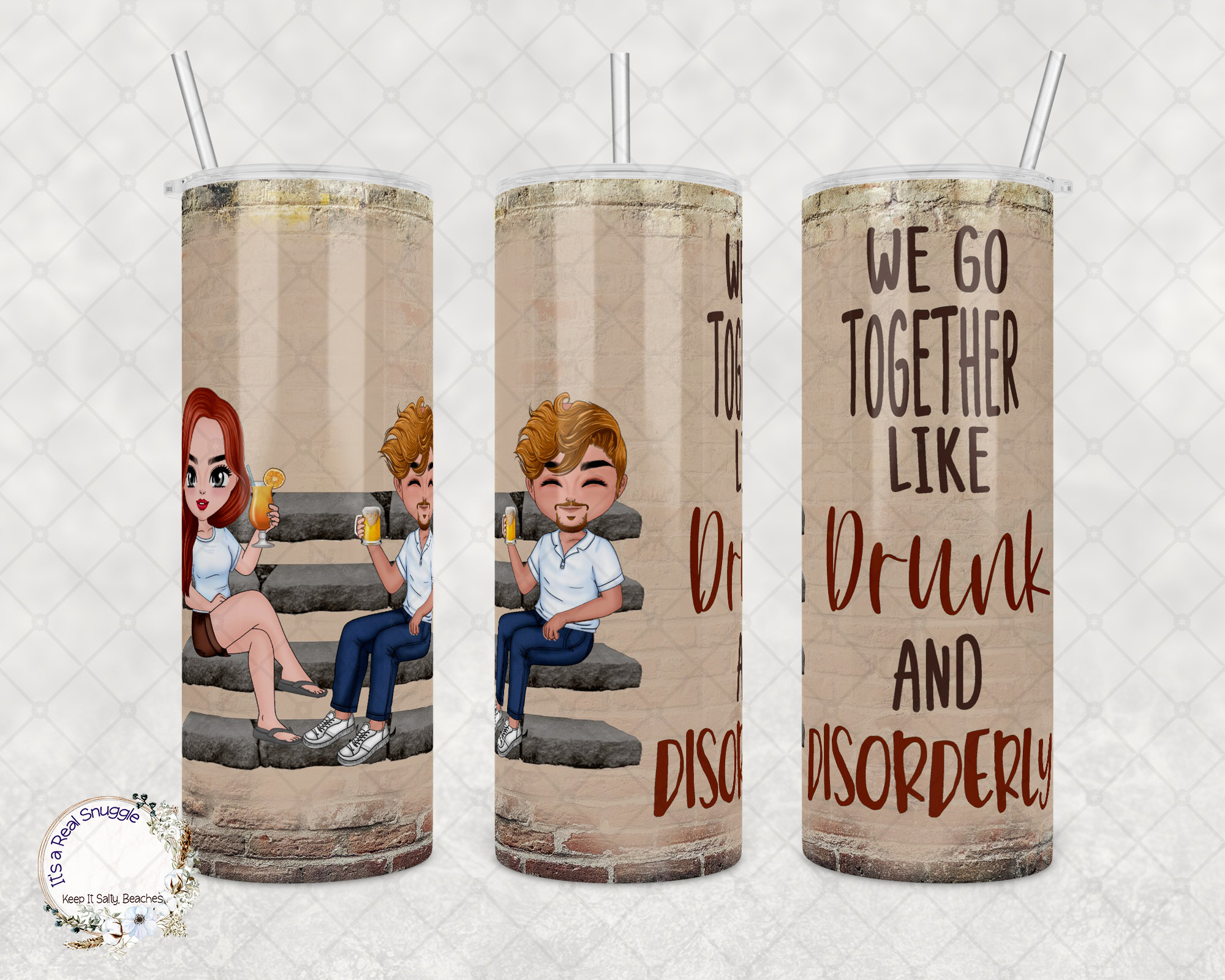 パーソナライズされたステンレススチールタンブラー：酔っぱらって乱れ