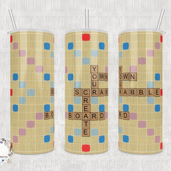 Create Your Own Scrabble Board Tumbler - Customized 20oz or 30oz Tumbler, Perfect Gift  for Board Game Lovers