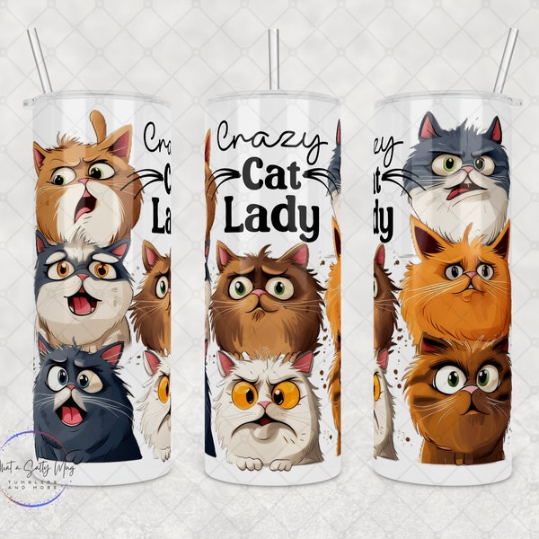 Personalized Crazy Cat Lady Tumbler: 20oz/30oz Insulated Cup for Feline Enthusiasts & Pet Lovers
