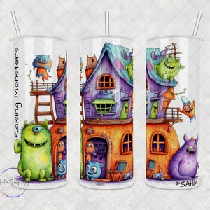 Custom Raising Monsters Tumbler, 20oz or 30oz, Stay At Home Mom, #SAHM, Perfect Gift for Moms