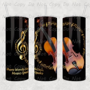 Music Lover Tumbler: Violin & Notes Stainless Steel Cup