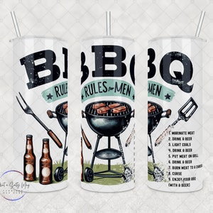BBQ Rules for Men タンブラー - カスタム 20 オンス/30 オンス - グリルのプロに最適 - BBQ 愛好家への父の日ギフト