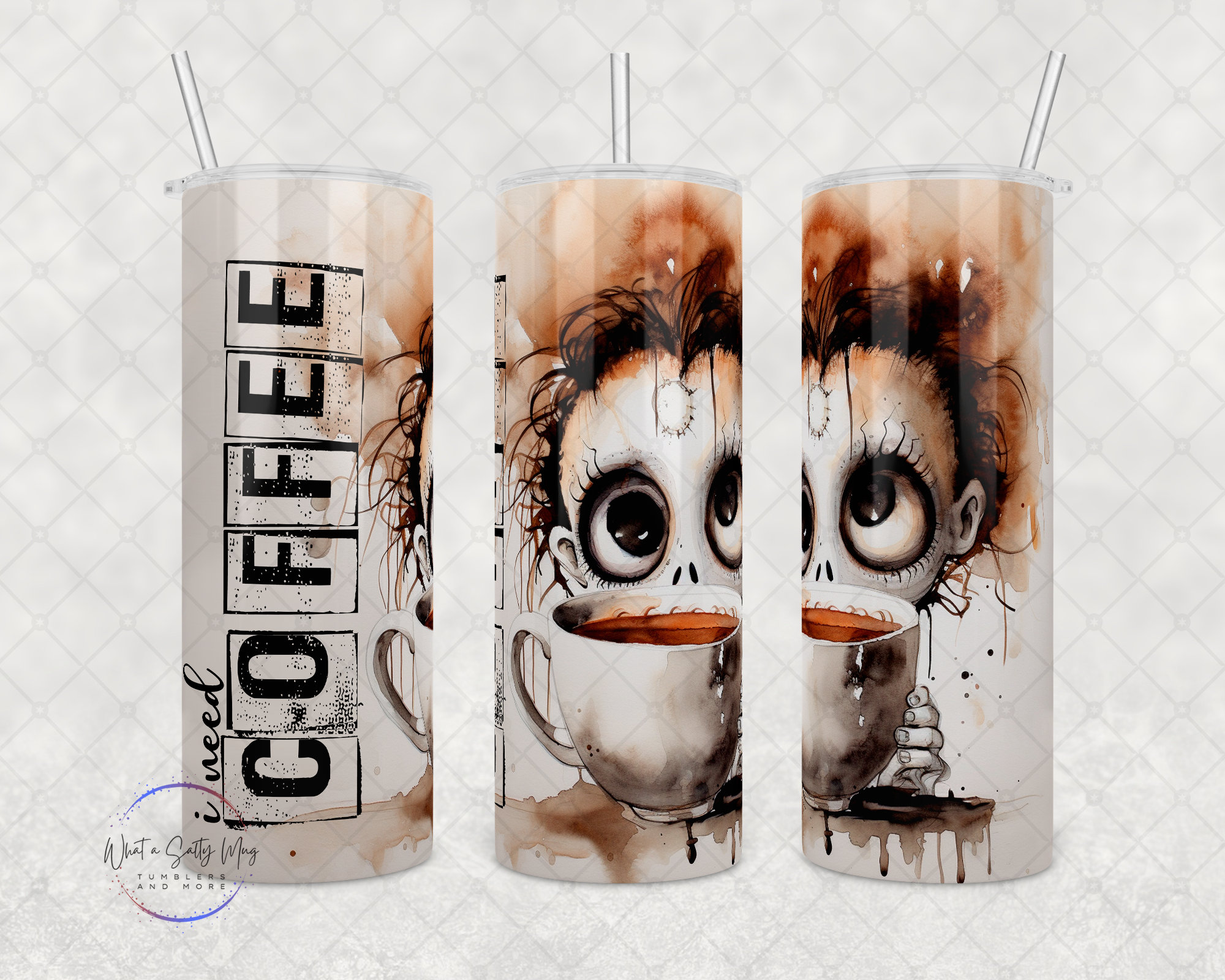 カスタム ウィムジカル タンブラー - I Need Coffee、20オンスまたは30