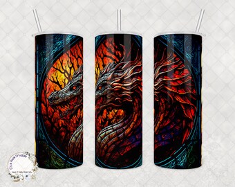 Stained Glass Dragon Tumbler: 20oz/30oz Stainless Steel Cup