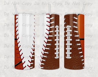 Vaso deportivo personalizado: diseño de béisbol, fútbol y baloncesto