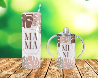 Custom Mama & Mini Tumblers, 20oz Tumbler and 12oz Sippy Cup, The Ultimate Matching Gift for Stylish Mamas and Their Minis