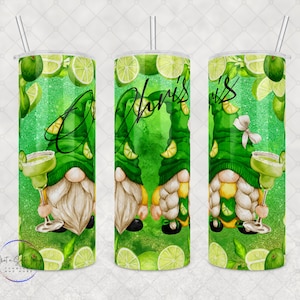 Custom Margarita Gnome Tumbler, 20oz or 30oz Tumbler - Add Your Name, Perfect Gift for Gnome and Margarita Lovers