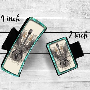 Custom 4 inch or 2 inch Claw Clip, Guitar with Wings, Stylish Accessory for Easy Updos, Charming Just Because Gift