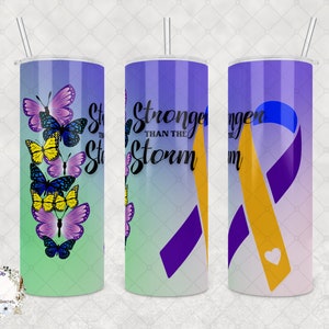 Bladder Cancer Awareness Tumbler - &quot;Stronger Than The Storm&quot;,20oz or 30oz Tumbler, Bladder Cancer Hope & Courage - Inspirational Gift
