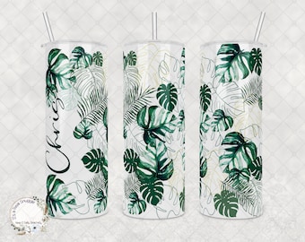 Vaso personalizado de Monstera: regalo para amantes de las plantas botánicas (20 oz o 30 oz)
