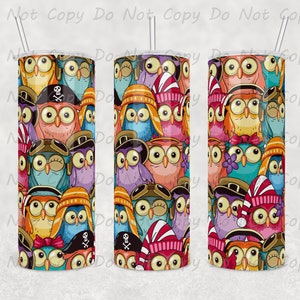 Whimsical Owl Custom Tumbler - 20oz & 30oz Options, Cartoon Owls, Great for Travel, Work or Home, Delightful Owl Lover Gift
