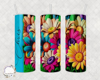 Spersonalizowany kubek Gerber Daisy: kwiatowy wzór ze stali nierdzewnej (20 uncji lub 30 uncji)