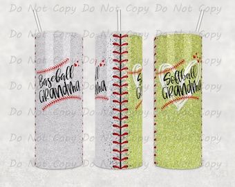 Custom Baseball/Softball Grandma Tumbler: 20oz/30oz Game Day Gift