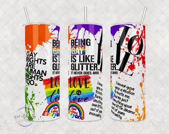 LGBTQ Pride Stainless Steel Tumbler: Glitter Design, Love is Love - 20oz/30oz