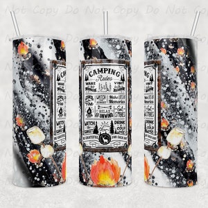 Camping Rules Tumbler: Milky Way Campfire Design - 20oz/30oz