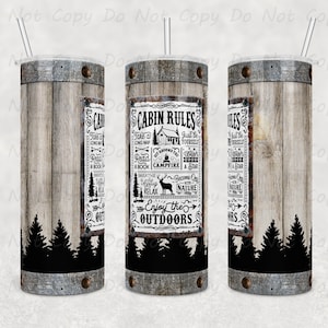 Custom Cabin Rules Tumbler, 20oz or 30oz Tumbler, Essential Camping Drinkware - Perfect Outdoorsy Gift