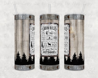 Cabin Rules Tumbler: Outdoorsy Camping Drinkware (20oz or 30oz)