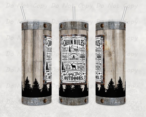 Cabin Rules Tumbler: Outdoorsy Camping Drinkware (20oz or 30oz)