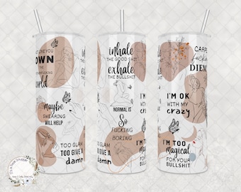 Sassy Affirmations Stainless Steel Tumbler: Glam Swearing Quotes