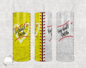 Custom Baseball Softball Mom Tumbler: 20oz/30oz Game Day Gift