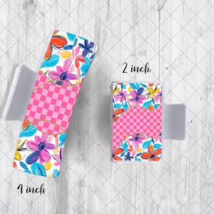 Custom Hair Claw Clip - 4 inch or 2 inch,  Pink Checkered Floral, Stylish Accessory for Easy Updos, Charming Just Because Gift