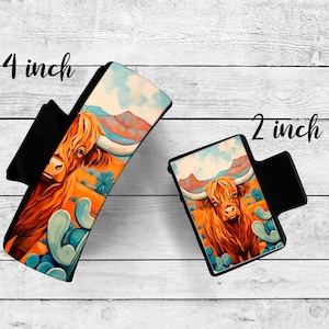 Custom 4 inch or 2 inch Claw Clip - Highland Cow Design, Perfect for Styling & Updos, Ideal Gift for Her