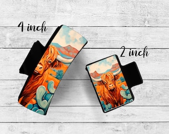 Custom 4 inch or 2 inch Claw Clip - Highland Cow Design, Perfect for Styling & Updos, Ideal Gift for Her