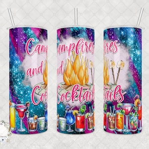 Sip in Style with Custom Campfires and Cocktails Tumbler, 20oz or 30oz Tumbler, Perfect Companion for Your Wilderness Toasts
