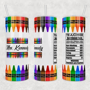 Personalized Teacher Tumbler - Teacher Nutritional Facts, 20oz or 30oz Tumbler, Ideal Teacher&#39;s Day Gift