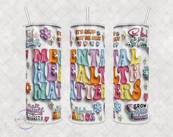 Mental Health Matters Tumbler: Affirmations Stainless Steel Tumbler (20oz or 30oz)