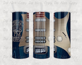 Custom Guitar Tumbler: Musician's Daydream Cup - 20oz/30oz Insulated Stainless Steel Travel Mug