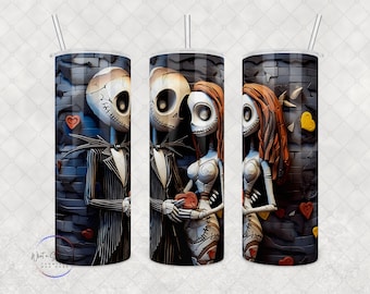 Whimsigoth Skeleton Couple Tumbler: Creepy Chic Goth Gift
