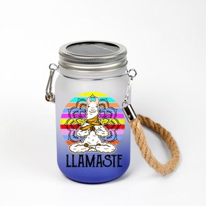 Fairy Light Mason Jar Lantern: &quot;Llamaste&quot; Garden Decor