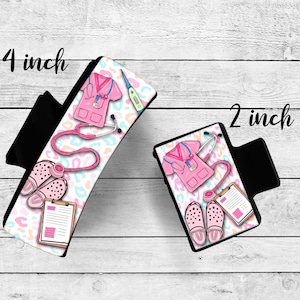 Custom 4 inch or 2 inch Claw Clip, Nurse, Pink Scrubs, Stylish Accessory for Easy Updos, Charming Just Because Gift
