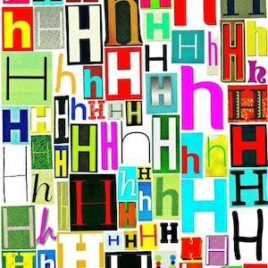 Letra h-H multicolor, serie de letras digitales imprimibles, letras de revista, letras de collage, nota de rescate, letras individuales NO PNG