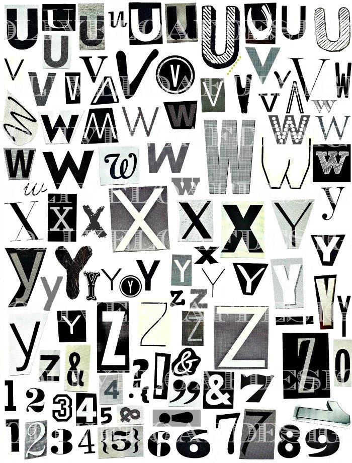 Printable Digital Alphabet - Black White Grey Series, A to Z, 1-10 ...