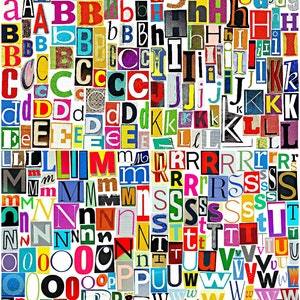 Conjunto multicolor de 3 alfabetos digitales imprimibles, de la A a la Z, letras de revistas, letras de collage, notas de rescate, NO letras individuales PNG
