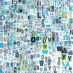 Alfabeto digital imprimible - Serie Blues, A a Z, 1-10, Letras de revista, Letras azules, Notas de rescate, NO letras individuales PNG