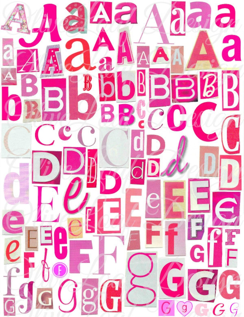 Pink Magazine Letters R Pink Magazine Cutout Letters: Collage Alphabet (JPG Digital Download ...
