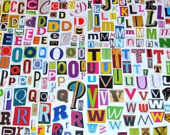 Magazine Cutout Letters: Colorful Collage Alphabet (JPG Digital Sheet) Set 2