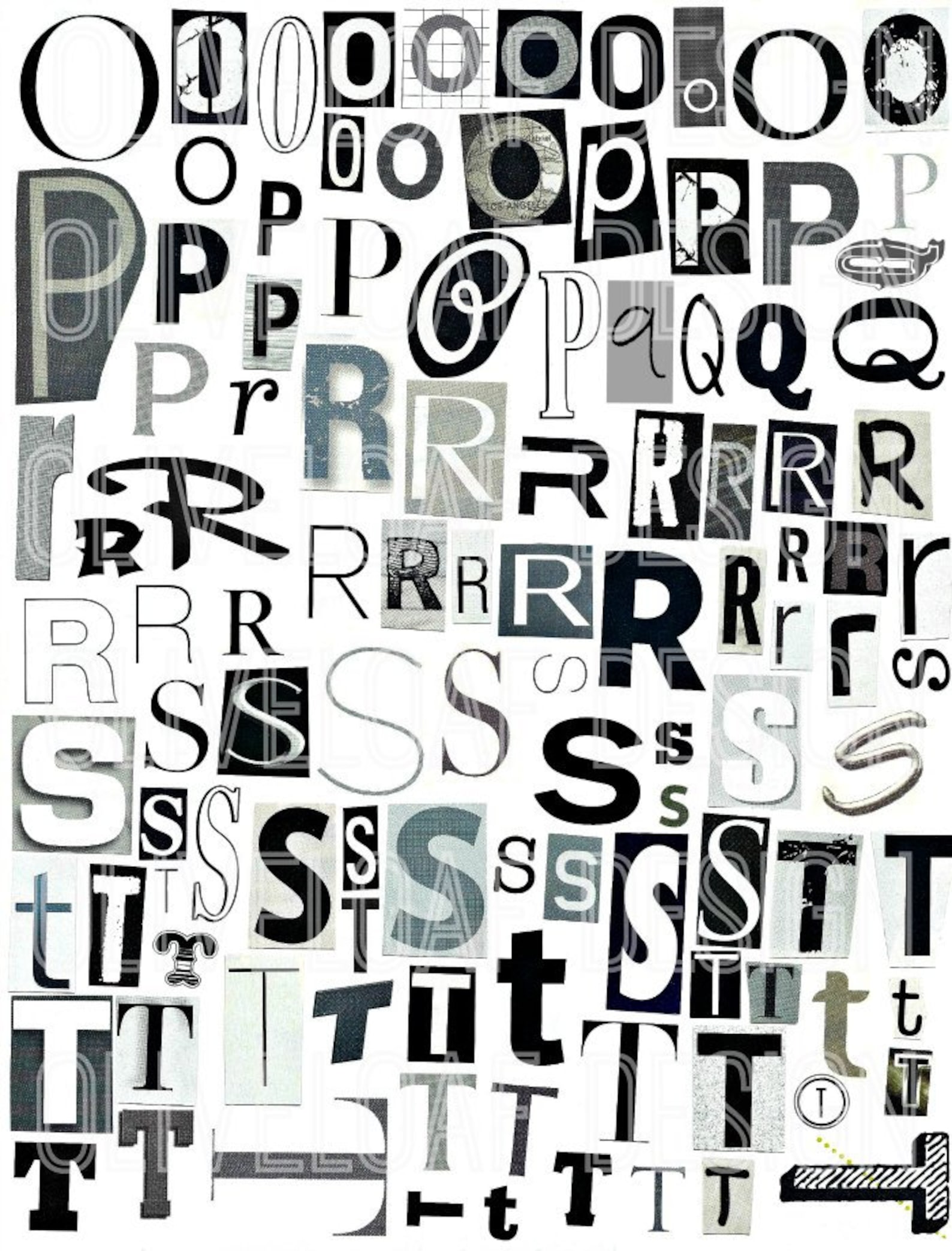 Printable Digital Alphabet - Black White Grey Series, A to Z, 1-10 ...