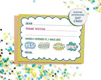 Printable Fill in the Blank Thank You Card | Printable Download | Kids ...