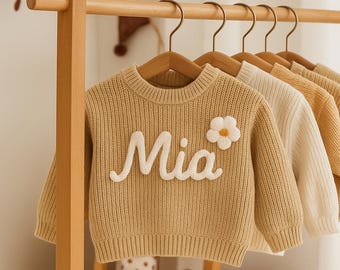 Custom Embroidered Baby/Toddler Sweater with Name – Knit Baby Jumper Gift