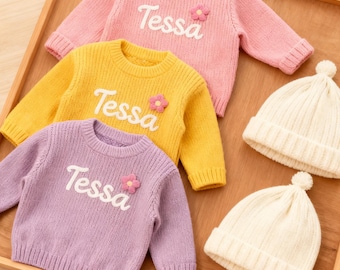 Custom Embroidered Baby/Toddler Sweater with Name – Knit Baby Jumper Gift