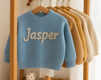 Custom Embroidered Baby/Toddler Sweater with Name – Knit Baby Jumper Gift