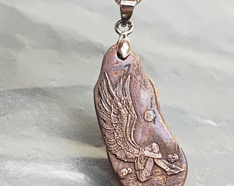 Muonionalusta Meteorite Necklace Pendant, Baked Blue Handmade Iucky Stone, Blessing TD207