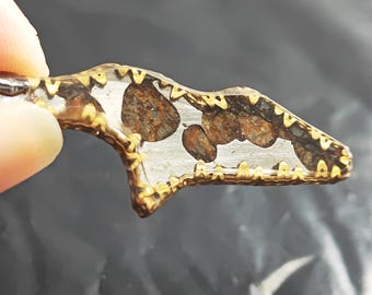 Sericho Pallasite Meteorite Slice Pendant Necklace - Kenya