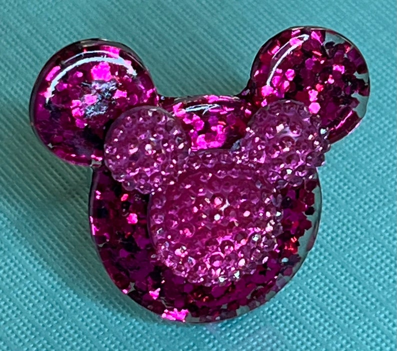 Super Cute Pink Glitter Mickey / Minnie Mouse Adjustable Ring Etsy
